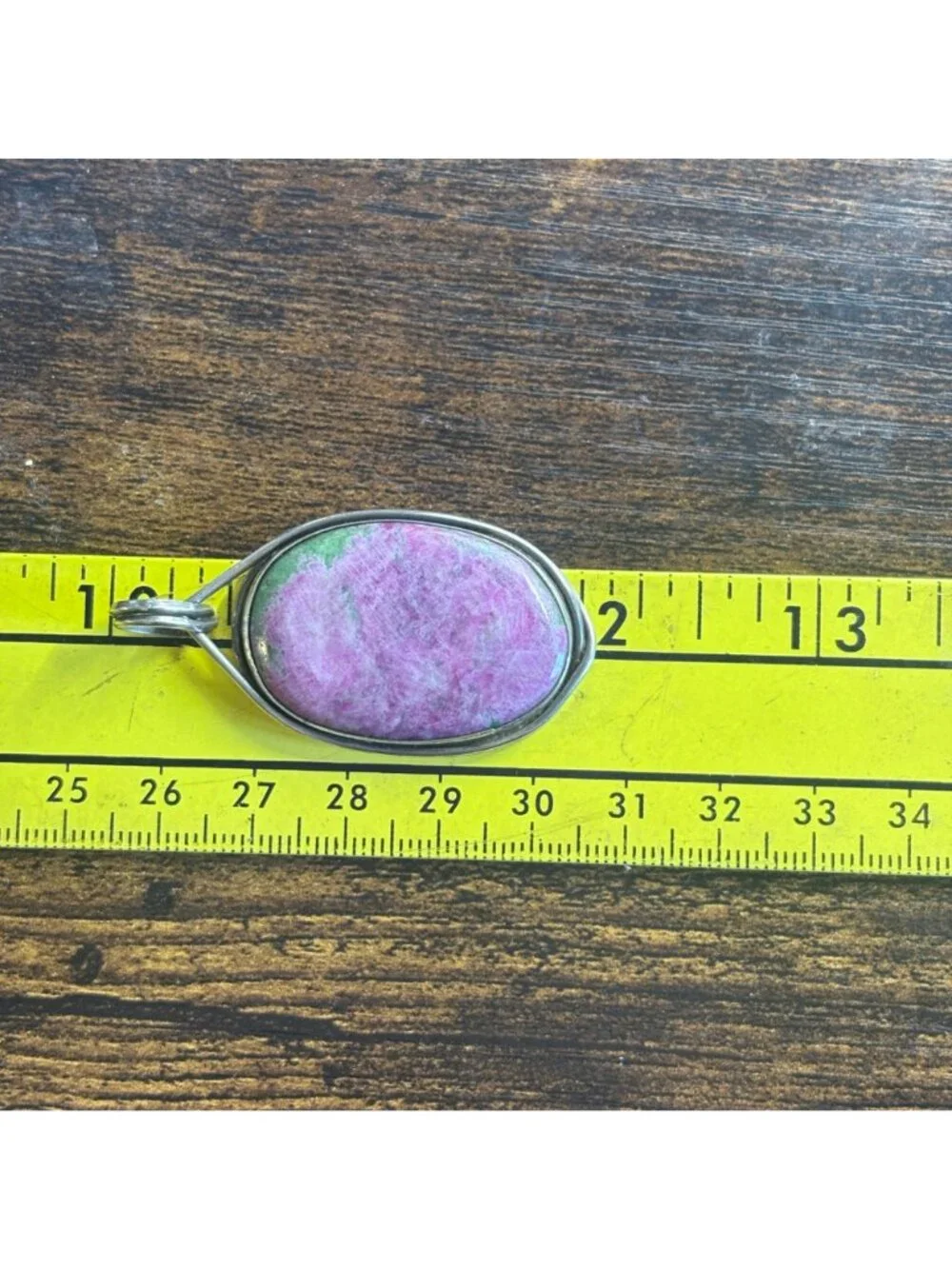 Reversible Ruby Zoisite Bezel Set Pendant Sterling Silver 925 Size 2